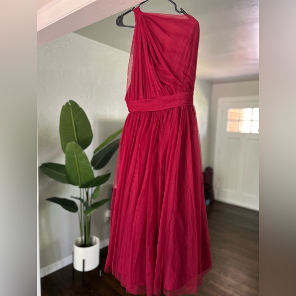 ASOS Burgandy Midi Tulle Bridesmaid’s Dress - Picture 5 of 6